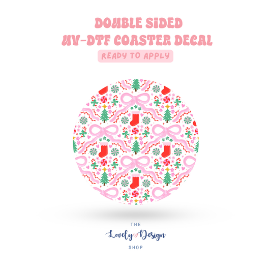Coquette Christmas Bows - UV DTF Coaster Decal - Sep 15