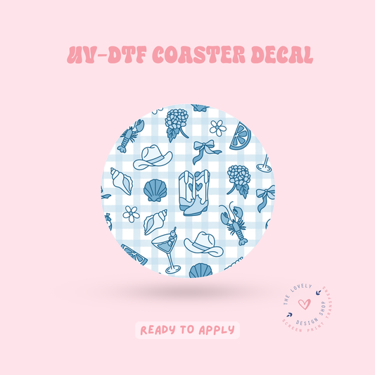 Coastal Blue Cowgirl - UV DTF Coaster Decal - Apr 23