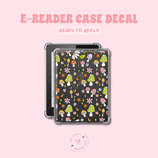 Pastel Groovy Mushroom Field - UV DTF E-Reader Decal - Feb 19