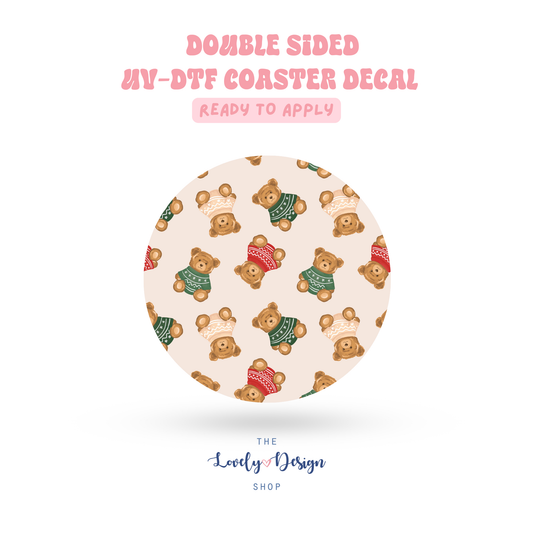 Classic Xmas Bears - UV DTF Coaster Decal - Sep 15