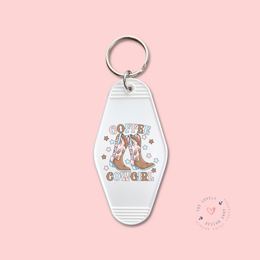 Coffee Cowgirl Boots -  Keychain UV DTF Decal - July 29