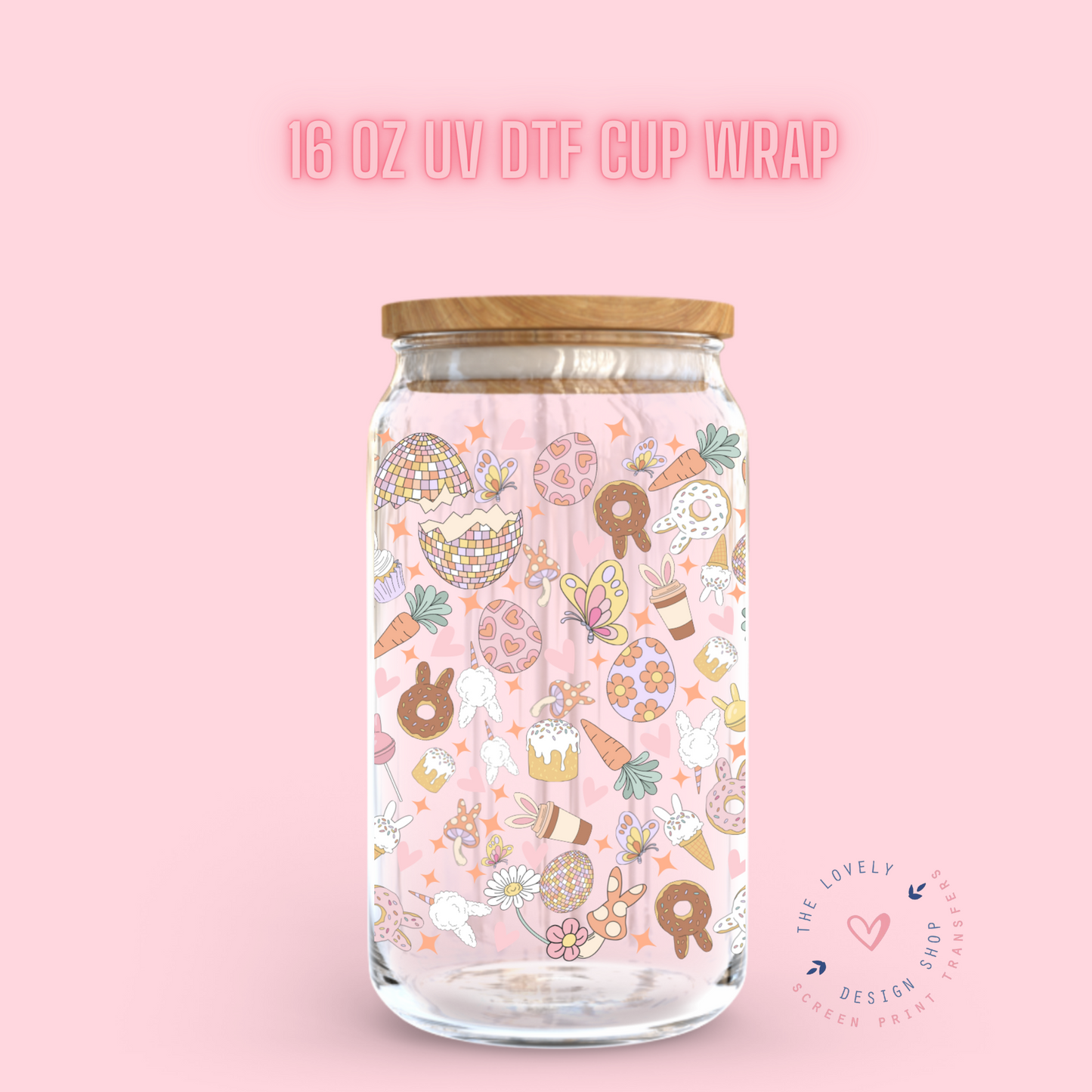 Easter Cute Drawings - UV DTF 16 oz Libbey Cup Wrap (Ready to Ship) Jan 15
