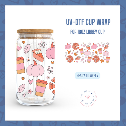 Cutesy Thanksgiving - UV DTF 16 oz Libbey Cup Wrap - Oct 21