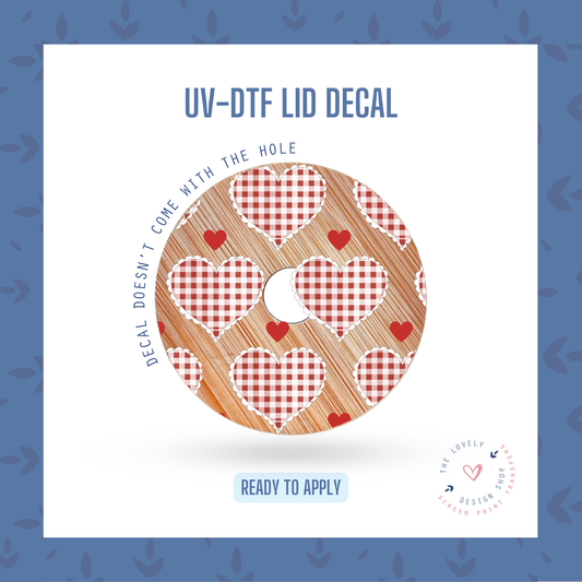 White & Red Checkered Hearts - UV DTF Lid Decal - Dec 16
