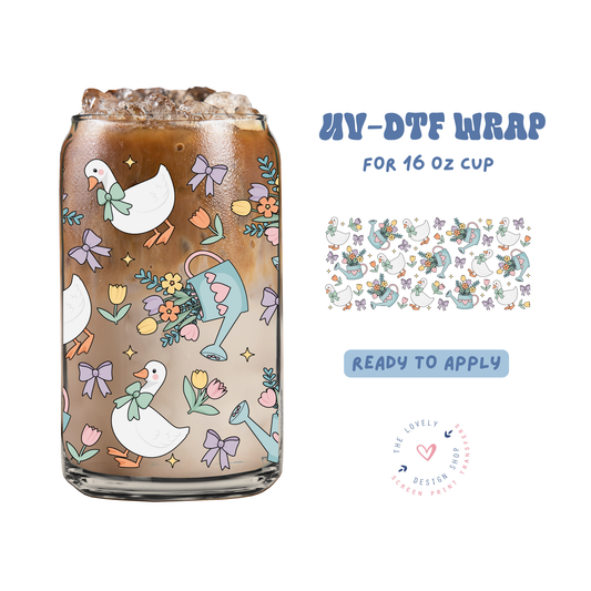 Ducks And Flowers - UV DTF 16 oz Libbey Cup Wrap - Feb 4