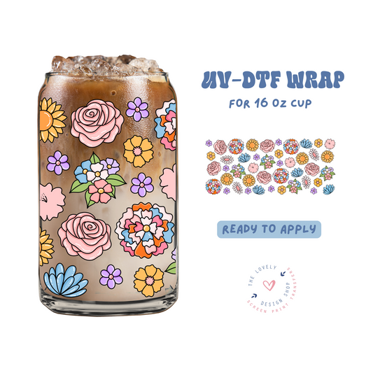 So Many Flowers! - UV DTF 16 oz Libbey Cup Wrap - Feb 12