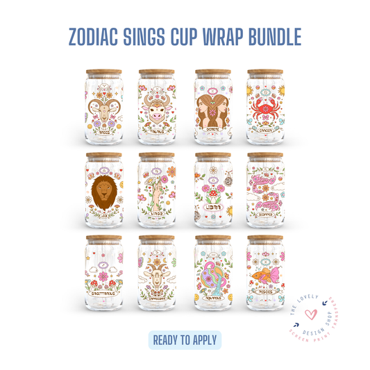 Zodiac Sign Wrap Bundle - UV DTF 16 oz Libbey Cup Wrap Jul 22