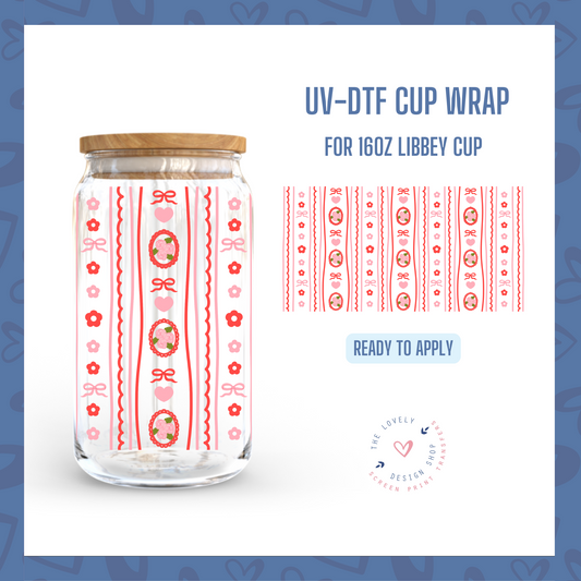 Valentine Love Stripes - UV DTF 16 oz Libbey Cup Wrap - Dec 31