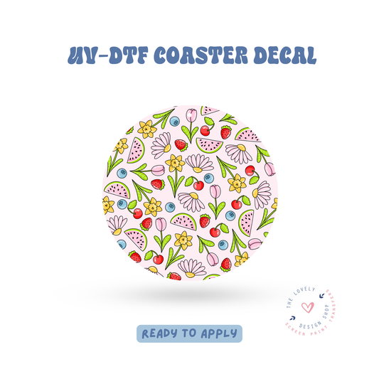 Fruit Flowers - UV DTF Coaster Decal - Feb 12