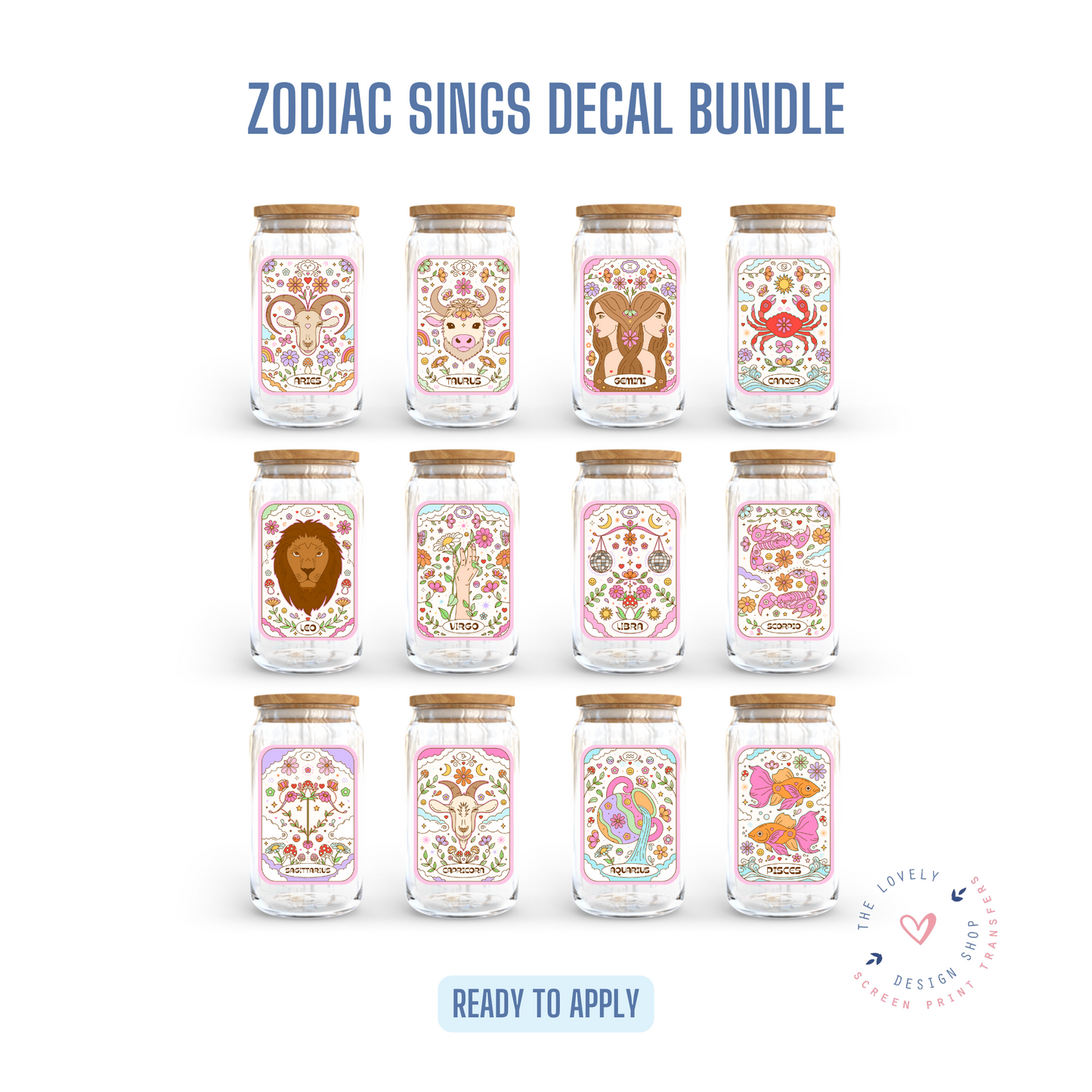Zodiac Signs Tarot Cards Bundle - UV DTF Cup Decal (Ready to Ship) May 20