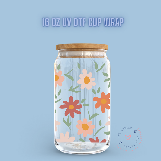 Lazy Daisy - UV DTF 16 oz Libbey Cup Wrap (Ready to Ship) Jan 23