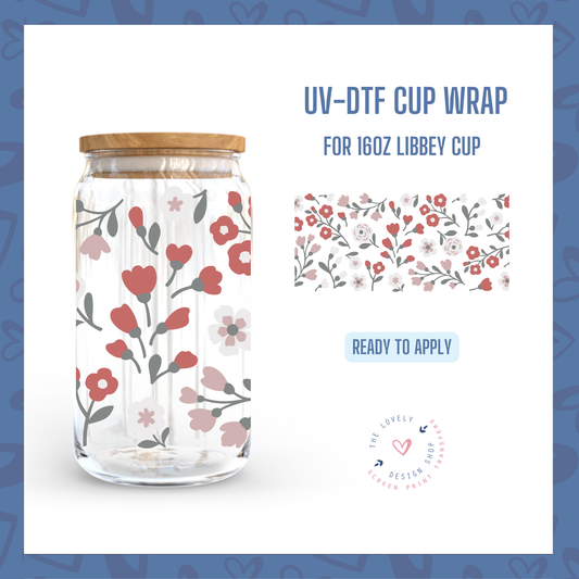 Summer Bloom - UV DTF 16 oz Libbey Cup Wrap (Ready to Ship) Jul 15