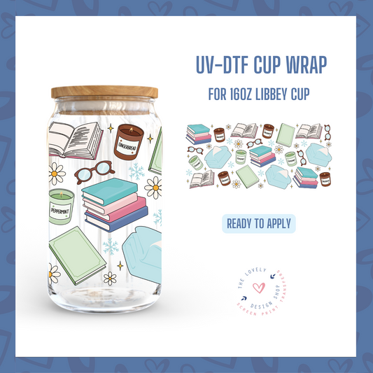 Bookish Winter - UV DTF 16 oz Libbey Cup Wrap - Sep 9