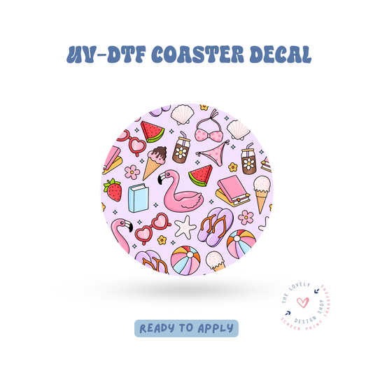 Girly Summer Vibes - UV DTF Coaster Decal - May 2