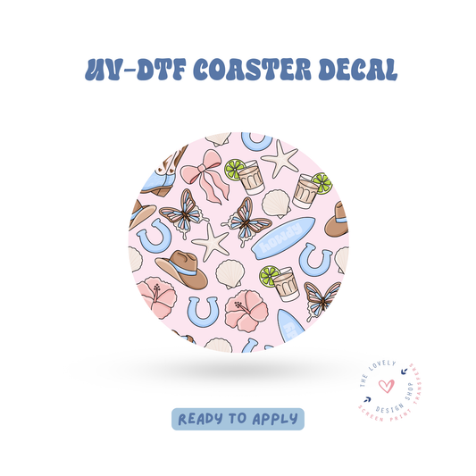 Howdy Coastal Cowgirl - UV DTF Coaster Decal - Apr 23