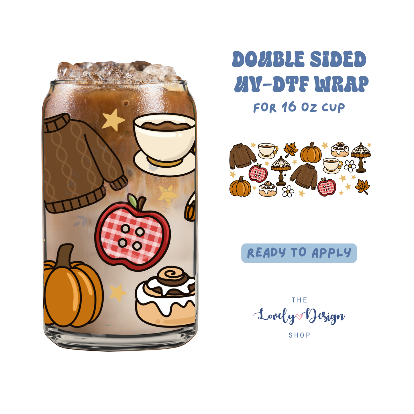 Cozy Fall - UV DTF 16 oz Libbey Cup Wrap - July 24