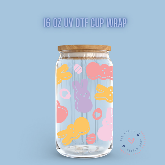 Bunny Peeps - UV DTF 16 oz Libbey Cup Wrap (Ready to Ship) Jan 15