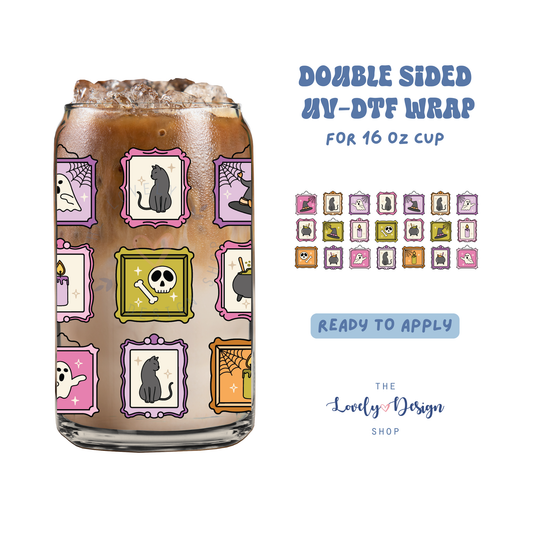 Halloween Picture Frames - UV DTF 16 oz Libbey Cup Wrap - Aug 27