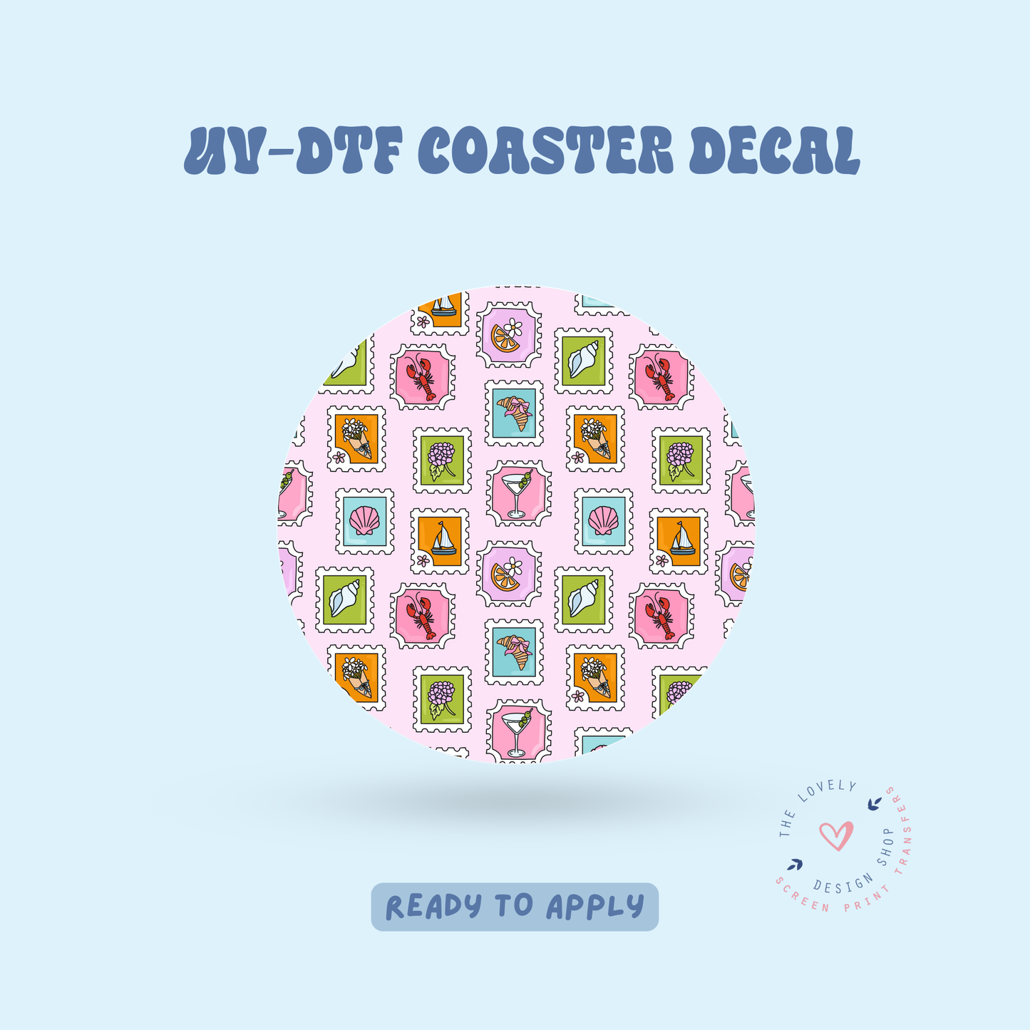 Summer Stamps - UV DTF Coaster Decal - Apr 23