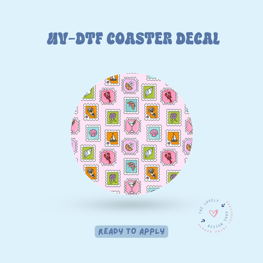 Summer Stamps - UV DTF Coaster Decal - Apr 23