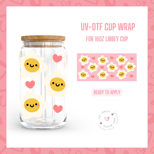 Kawaii Eggs - UV DTF 16 oz Libbey Cup Wrap (Ready to Ship)