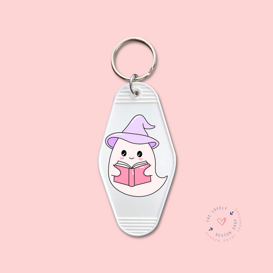 Cutesy Bookish Ghost -  Keychain UV DTF Decal - Oct 15