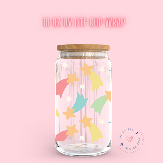 Shooting Stars - UV DTF 16 oz Libbey Cup Wrap (Ready to Ship) Jan 2