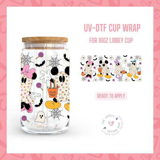 Couple Mouse And Friends Ghosts - UV DTF 16 oz Libbey Cup Wrap - Jul 22