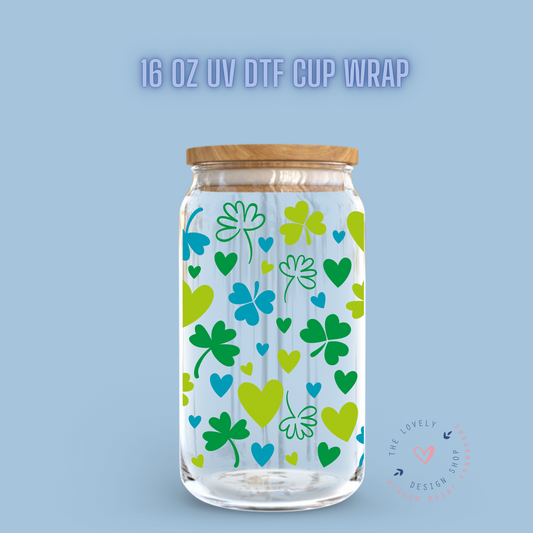 Patrick Hearts - UV DTF 16 oz Libbey Cup Wrap (Ready to Ship) Jan 8