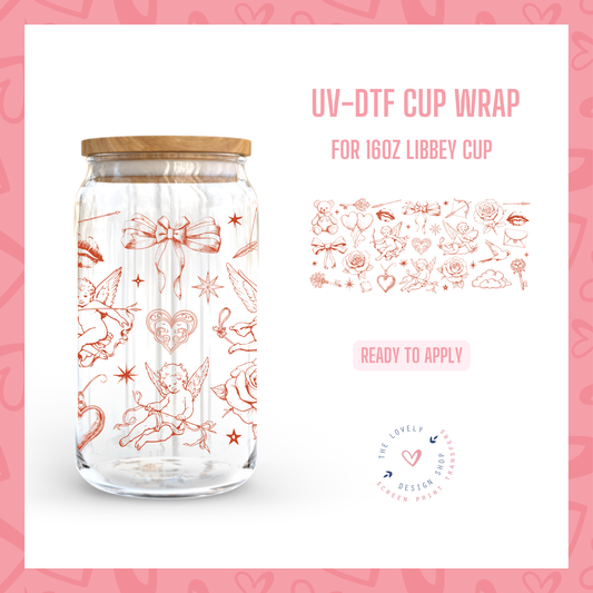 Vintage Cupid - UV DTF 16 oz Libbey Cup Wrap - Dec 2