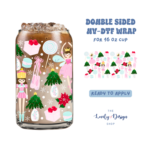 Nutcracker Ballerina - UV DTF 16 oz Libbey Cup Wrap - Aug 27