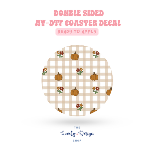 Fall Little Pumpkins And Flowers - UV DTF Coaster Decal - Aug 8