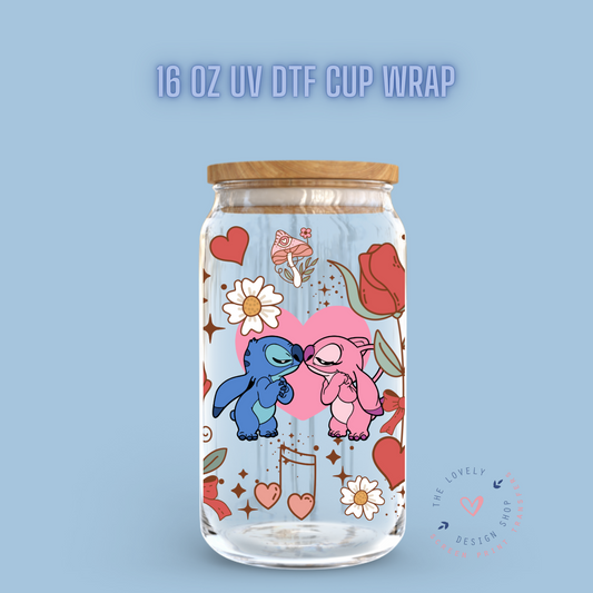Uv Dtf Cup Wraps Stitch Themed Cup Wraps Uv Dtf Decals Stitch Themed Can  Glass Cups, Valentine Uvdtf Cup Wrap 