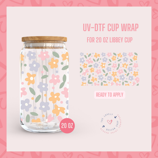 Pastel Petals - UV DTF 20 oz Libbey Cup Wrap (Ready to Ship) Apr 8