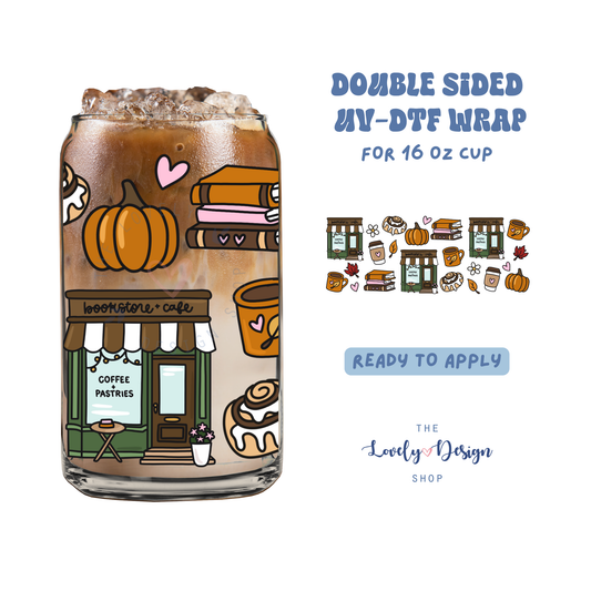 Fall Bookstore - UV DTF 16 oz Libbey Cup Wrap - Aug 8