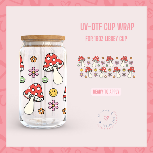 Mush + Flowers + Smiles - UV DTF 16 oz Libbey Cup Wrap (Ready to Ship) Feb 27