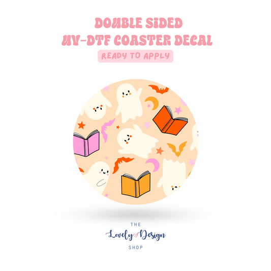 Bookish Ghosts - UV DTF Coaster Decal - Aug 27