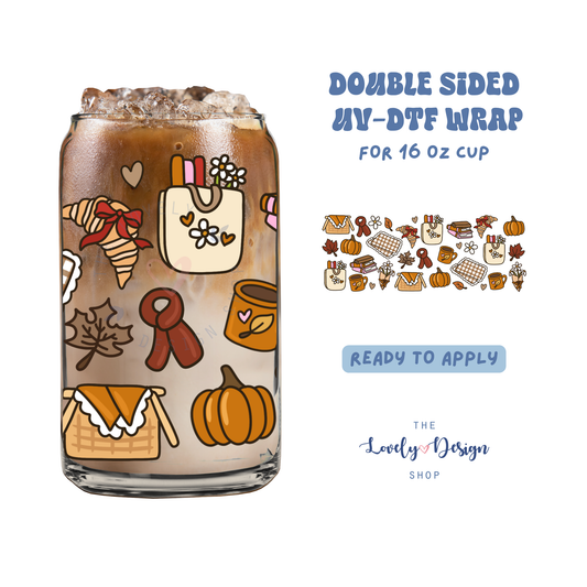 Fall Picnic - UV DTF 16 oz Libbey Cup Wrap - Aug 8