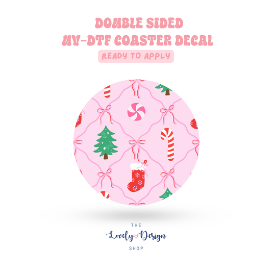 Coquette Xmas - UV DTF Coaster Decal - Sep 15