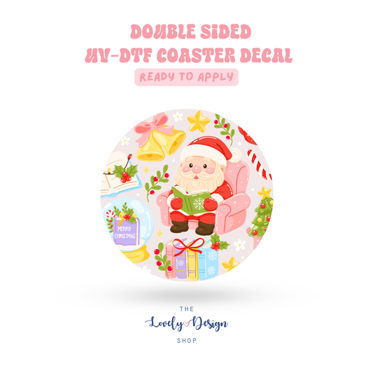 Bookish Santa - UV DTF Coaster Decal - Aug 27