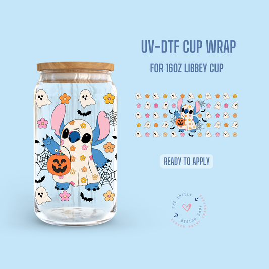 Blue Alien Ghost - UV DTF 16 oz Libbey Cup Wrap - Jul 22