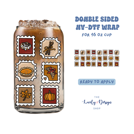 Fall Stamps - UV DTF 16 oz Libbey Cup Wrap - Aug 8
