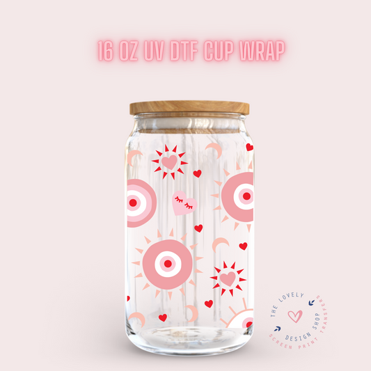 Valentines Eyes - UV DTF 16 oz Libbey Cup Wrap (PRE-ORDER SHIPS 10TH - 17TH) Jan 2