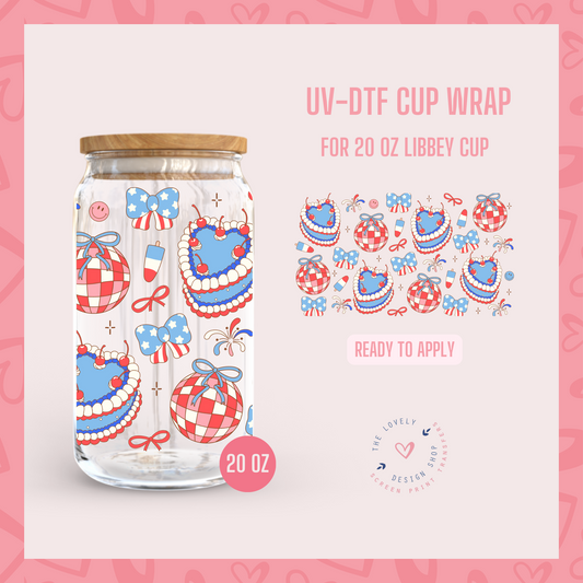 Vintage 4th of July - UV DTF 20 oz Libbey Cup Wrap (Ready to Ship) May 13
