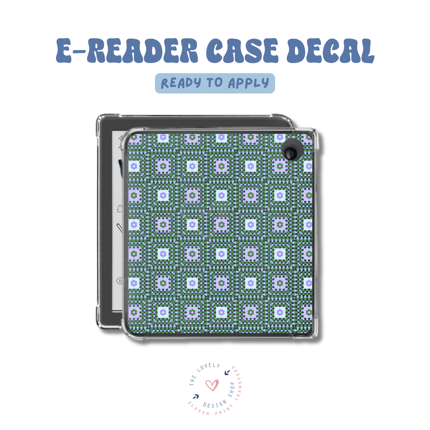 Blue Granny Squeares - UV DTF E-Reader Decal - Feb 12
