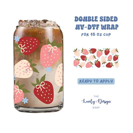 All Kinds Of Strawberries - UV DTF 16 oz Libbey Cup Wrap - Aug 27