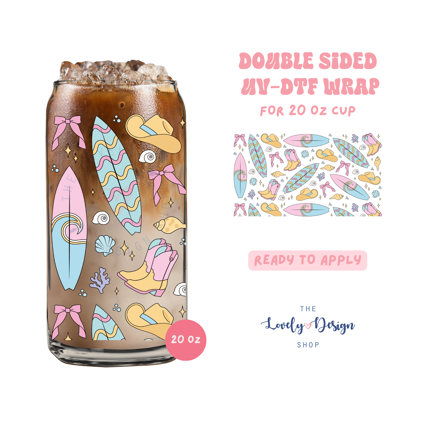 Coastal Cowgirl - UV DTF 20 oz Libbey Cup Wrap - Aug 8