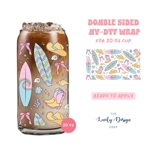 Coastal Cowgirl - UV DTF 20 oz Libbey Cup Wrap - Aug 8
