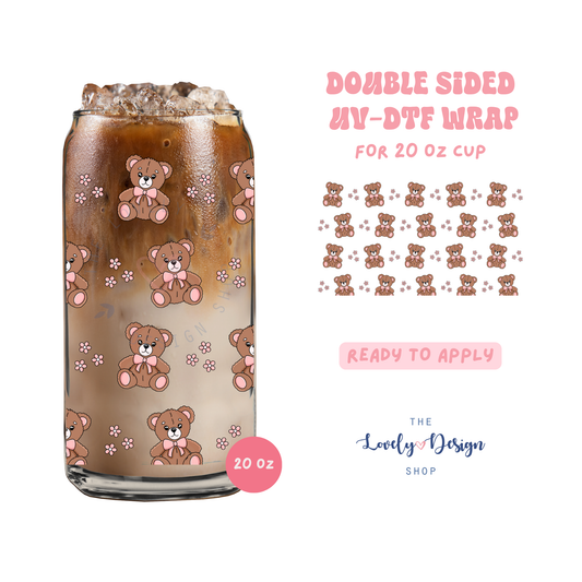 Blush Teddy - UV DTF 20 oz Libbey Cup Wrap - Aug 8