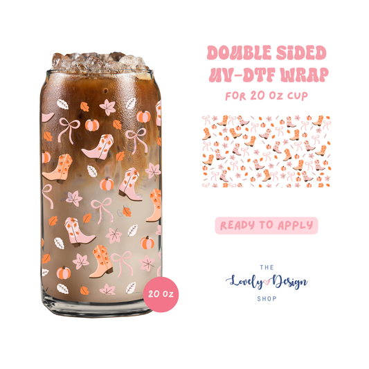 Autumn Cowgirl - UV DTF 20 oz Libbey Cup Wrap - Aug 8